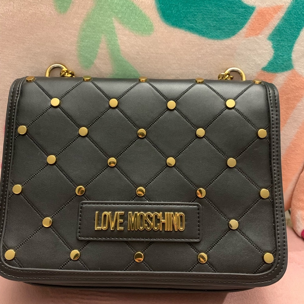 Love moschino black studded chain bag/crossbody